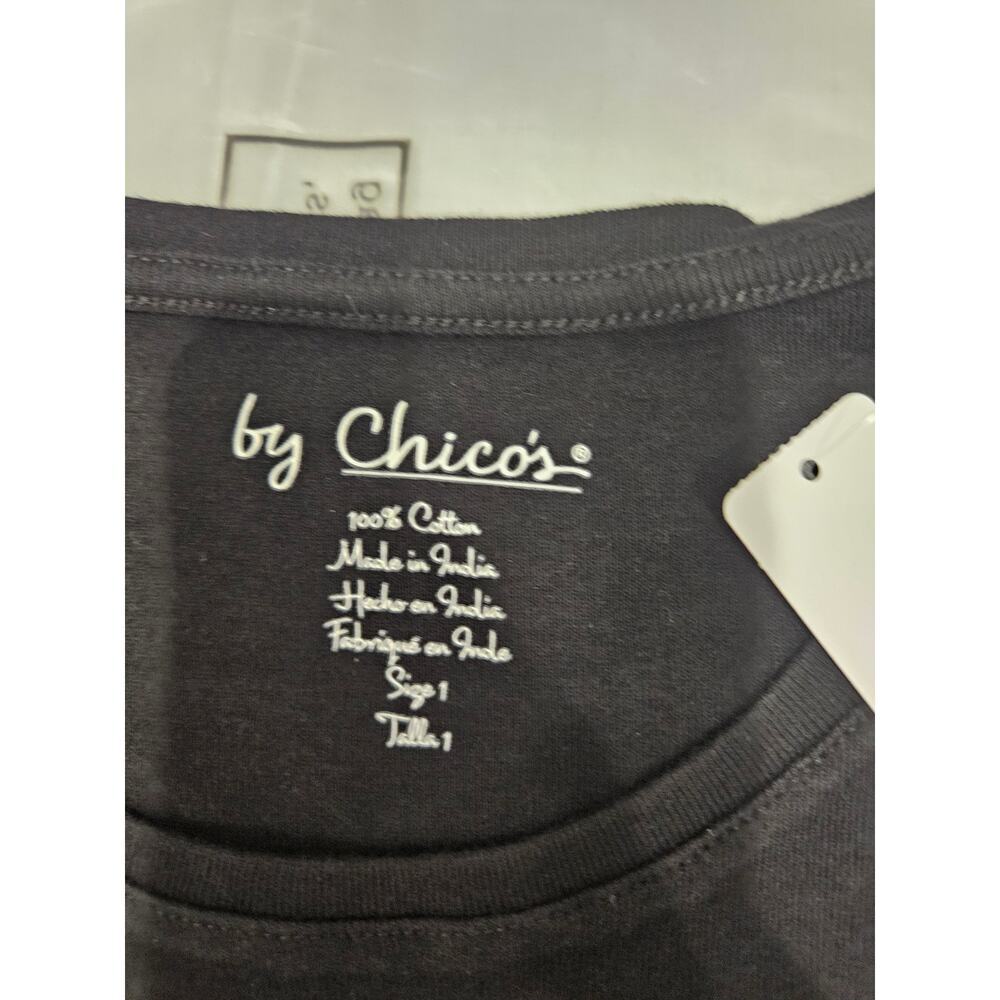 womens Chico’s Bella Short Sleeve Basic Knit Top in Black Size 1 - Picture 5 of 5